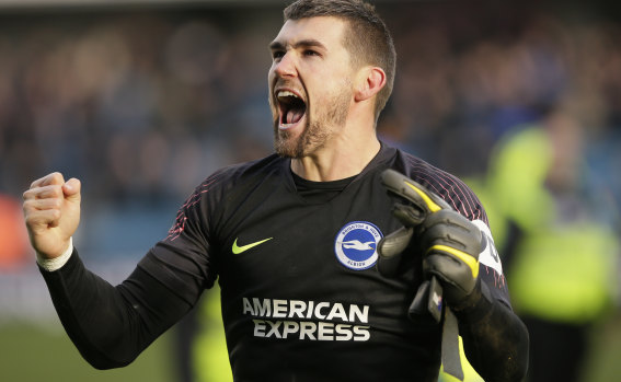 Brighton's goalkeeper Mat Ryan celebrates.