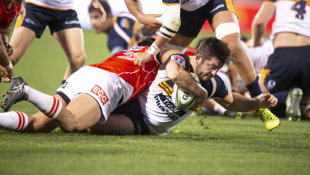 Rookie Brumbies hooker Connal McInerney worked tirelessly for 80 minutes against the Sunwolves. 