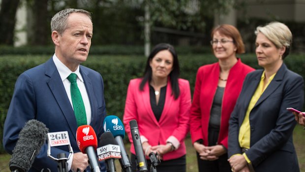 Bill Shorten with Emma Husar in 2016. Ms Husar said the Labor leader, who has been her political champion, did not influence her decision to not run again.