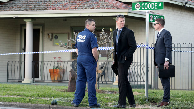 Police outside the property in Coode Street, Bedford on Sunday, September 9, 2018. 