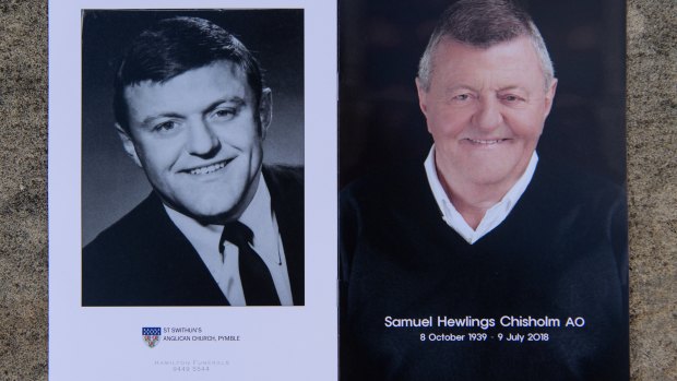 The cover of the order of service for Sam Chisholm's funeral.