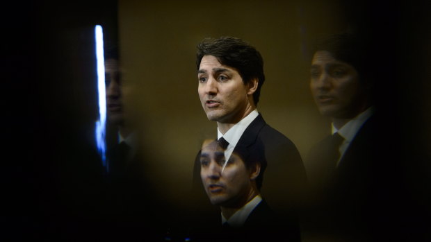 Prime Minister Justin Trudeau at a ceremony to apologise for past wrongs to Canada's indigenous community.