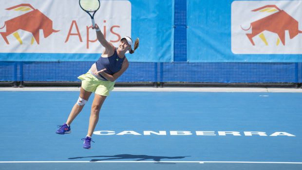 Zoe Hives in action at the Canberra International earlier this month. 