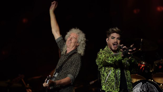 Queen performed mega-hits We Are The Champions and We Will Rock You.
