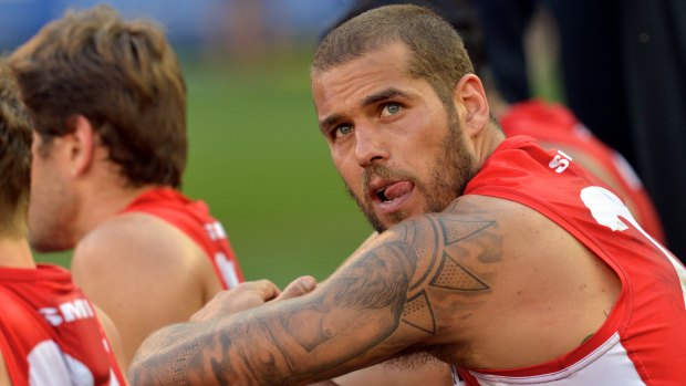 Lance Franklin in the aftermath of the 2014 grand final.