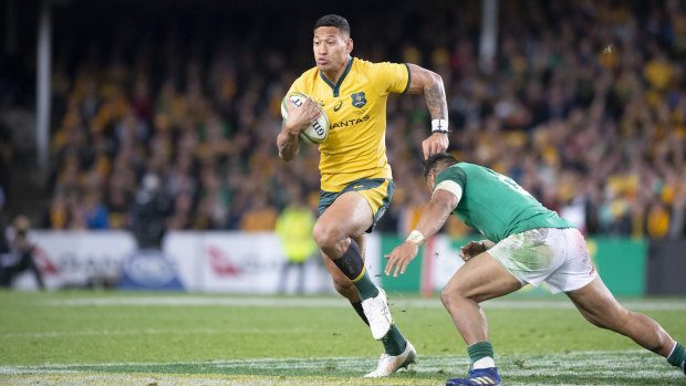 Wallabies fullback Israel Folau in action against Ireland in the June Test series.
