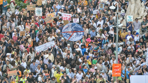 Tens of thousands of Victorian school students descended on Melbourne's CBD on Friday afternoon.