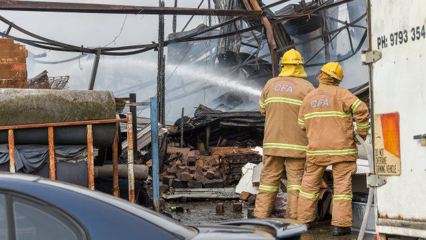 Firefighters continue to battle the blaze. 