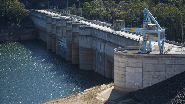 Warragamba Dam pictured on May 20 as water restrictions come into force.