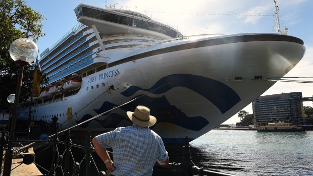 The Ruby Princess cruise ship in Circular Quay in March. 