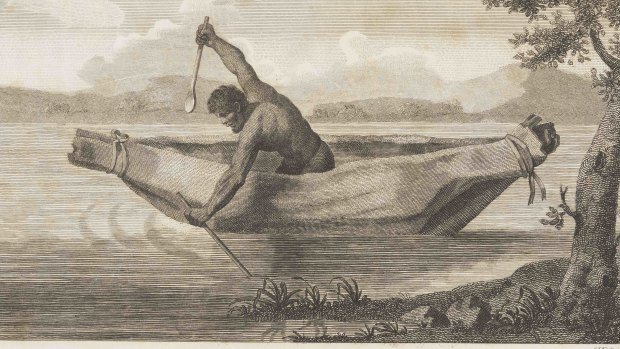 An engraving by Samuel John Neele of James Grant’s image of ‘Pimbloy’ that is reputedly the only known depiction of Pemulwuy. 