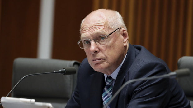 Senator Jim Molan during a Senate estimates hearing in 2019.