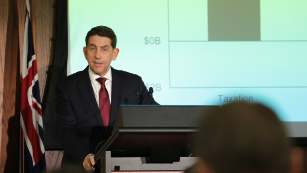 Queensland Treasurer Cameron Dick briefs the media in Brisbane during the 2021-22 budget lock-up.
