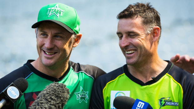 David Hussey with brother Michael Hussey in 2016.