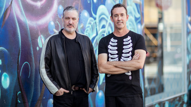 Spencer Tunick, left, and John Lotton, scouting the Chapel Street Precinct in January.