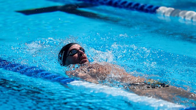 Magnussen in the pool on Thursday. 
