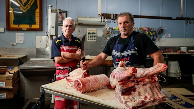 Butchers Mick Cormican and John Clarke from Flint Street Butchery in Forbes.
