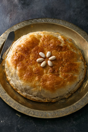 Food for thought – Moroccan bastilla on a copper plate.