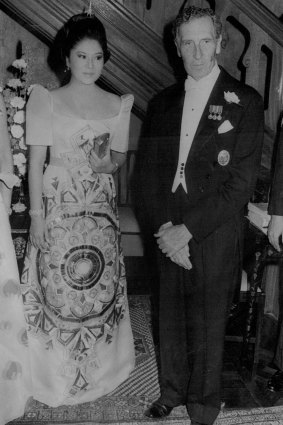 Among the guests at the 1973 Opera House Ball at Fairwater was Imelda Marcos, wife of Philippines president Ferdinand, pictured with Sir Warwick.