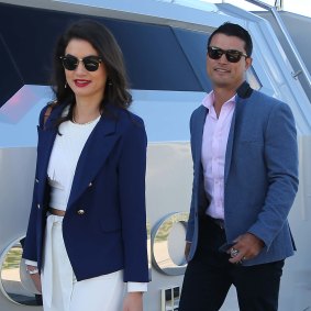 Craig Wing and his wife Johanna board the yacht on Friday.