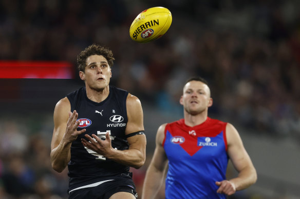 The clash between Charlie Curnow and Steven May will be compelling viewing again.