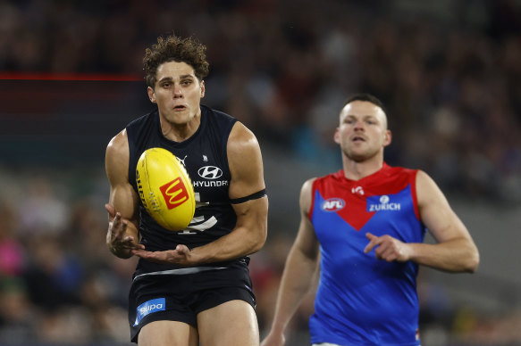 Charlie Curnow has kicked two goals