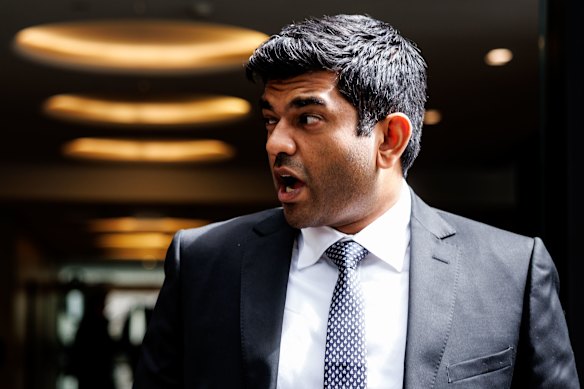 Sharangan Maheswaran arrives at the ICAC on Tuesday.