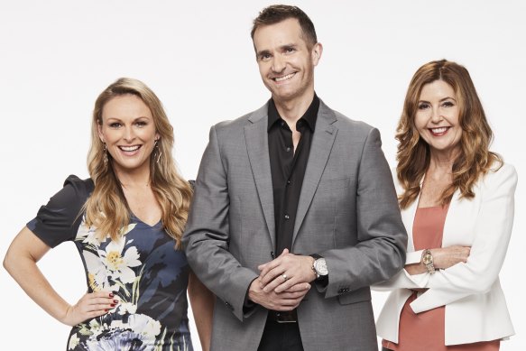 Married at First Sight’s former expert line-up included Mel Schilling (left), John Aiken (centre) and Trisha Stratford (right).