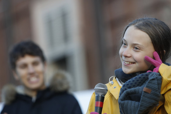 Swedish climate change activist Greta Thunberg at a climate march in December.