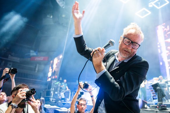 Berninger on stage with the National.