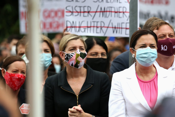  Queensland Attorney General Shannon Fentiman and Premier Annastacia Palaszczuk at the March 4 Justice. 