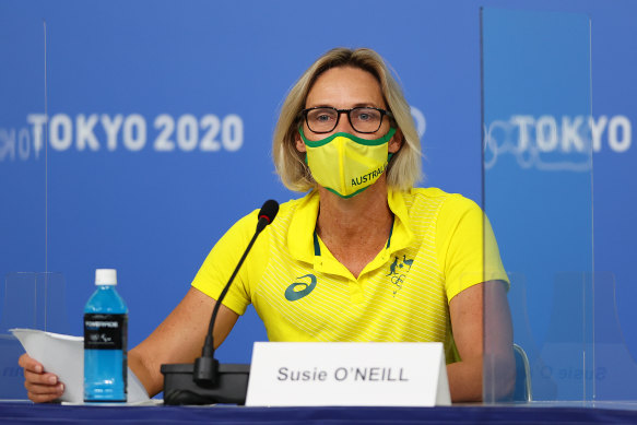 Susie O’Neill, deputy chef de mission of Australian Olympic Committee, at a press conference in Tokyo on Monday.