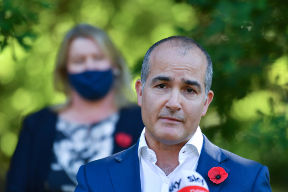 Minister for Education James Merlino and Minister for Early Childhood Ingrid Stitt announcing free kinder for 2021.