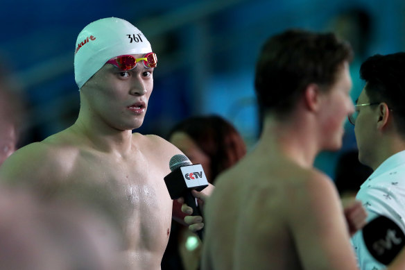 Sun Yang after the men's 800m freestyle final on day four of the South Korea's FINA World Championships in July, 2019.