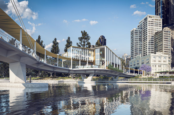 A concept image of the now-updated Kangaroo Point green bridge design.