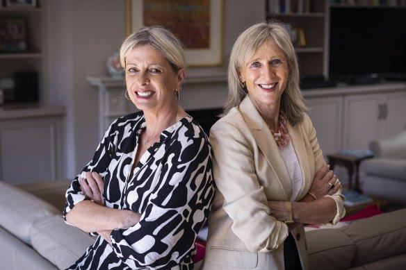 Former broadcaster Brigitte Duclos (left) and former events organiser Andrea Webster both retrained and are working as counsellors.