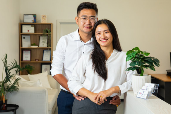 Tashi Kipchu Namgyal, left, pictured with Gayjoong Bhutii, migrated from Bhutan to Perth in 2022.