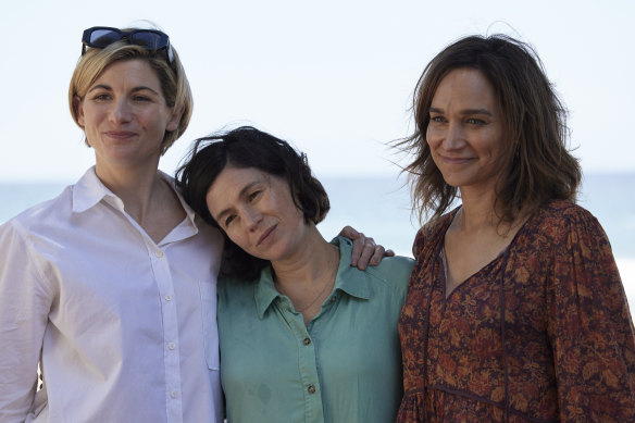 One Night sees (from left) Jodie Whittaker, Yael Stone and Nicole da Silva playing old friends forced to revisit decades-old trauma.