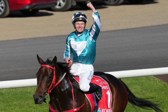 James McDonald after winning the 2023 Cox Plate on Romantic Warrior.