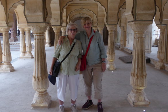 Edna (left) and Sue on holiday in India.