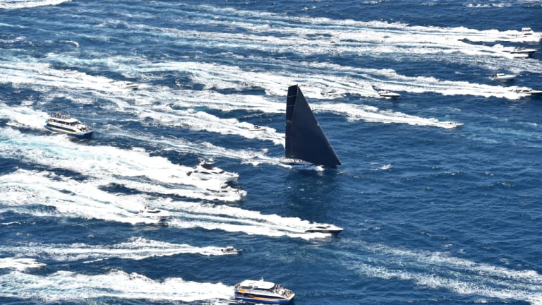 Out of the blocks: Black Jack leads the fleet through Sydney Heads.