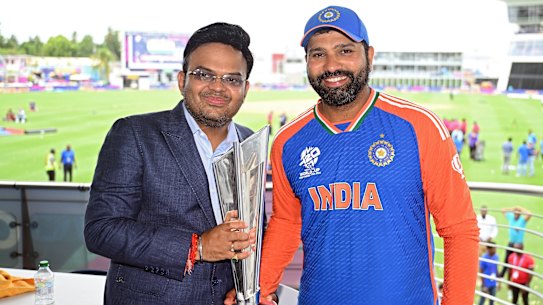 Jay Shah with Indian skipper Rohit Sharma.