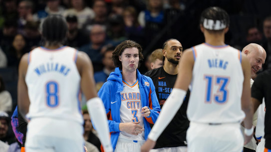 Tough night: Josh Giddey was booed by Minnesota fans during Tuesday’s game at the Target Centre.