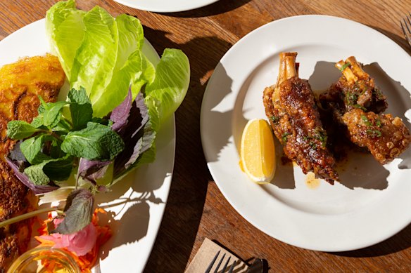 Banh xeo and pigs’ trotters at Banh Xeo Bar in Rosebery.