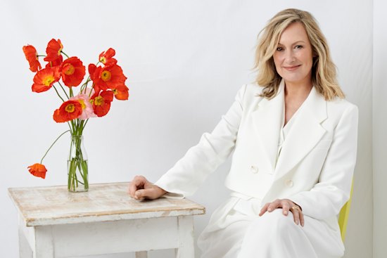 Bianca Spender “Soho” jacket, $745, “Edith” waistcoat, $375, and “Procession” trousers, $465.