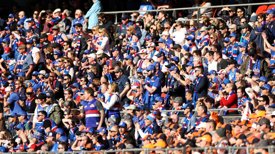 Greater Western Sydney Giants and the Western Bulldogs fans in September 2019. 