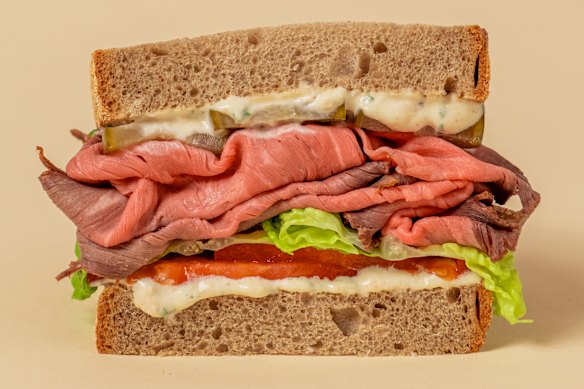 Wagyu roast beef sandwich. 