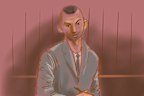 A court sketch of Beau Lamarre-Condon in the NSW Supreme Court this week.