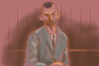 A court sketch of Beau Lamarre-Condon in the NSW Supreme Court this week.