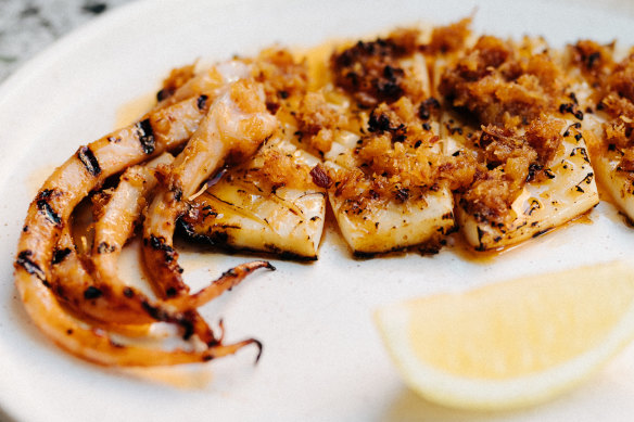 Whole squid is roasted to order.